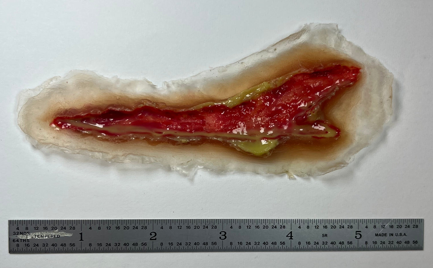 Realistic open wounds. Lacerations, Skin Tears, and open skin ulcers.  Easy to Apply and Use for EMS Scenario Training, Cosplay, & Fun.