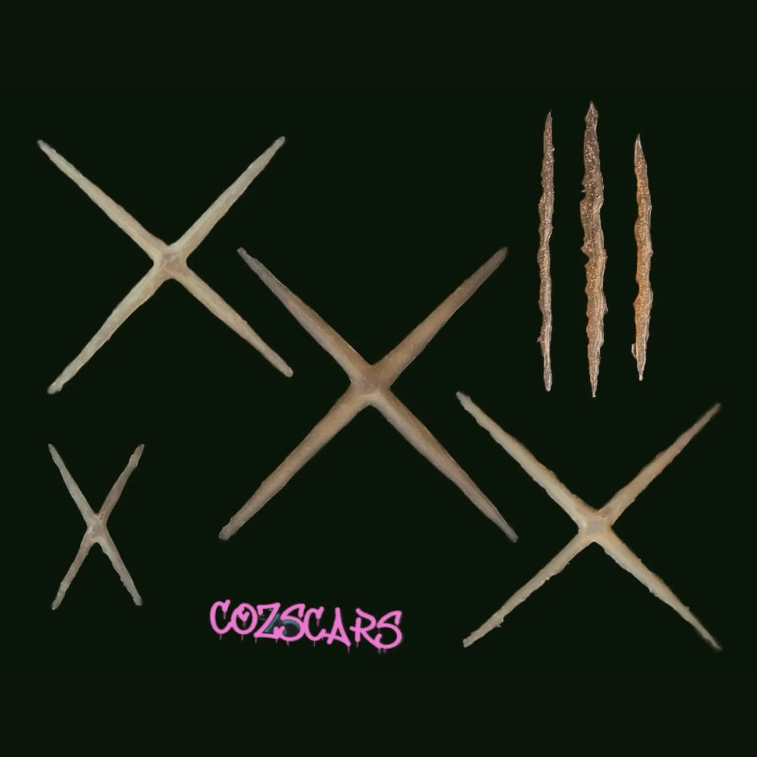 Anime character scar kit in the likeness of the character Rurouni Kenshin.