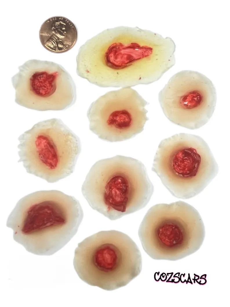 3D Gunshot Wound FX, Cosplay Costume, 10pc reusable glue on GSW scenario training & more