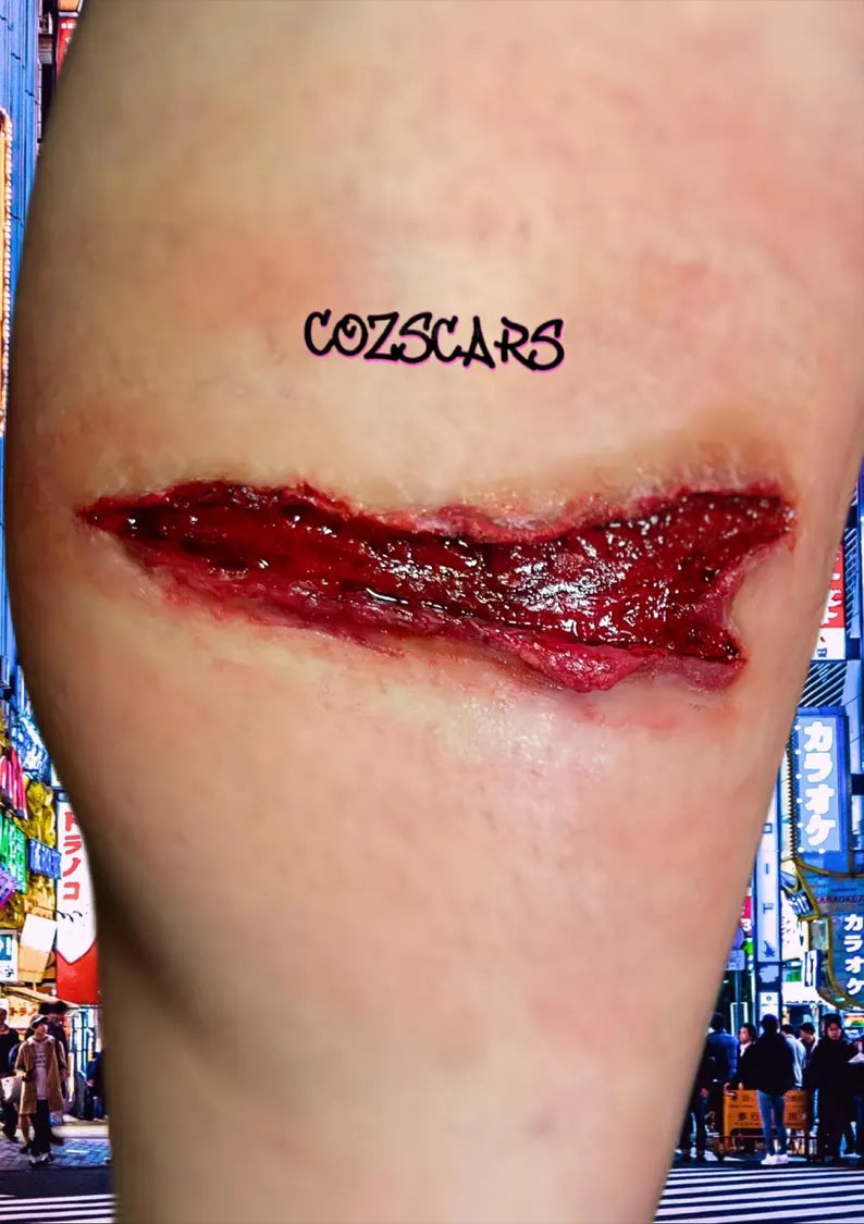 Realistic Open Wound FX Makeup, Laceration Skin Tear, Cosplay, Training (6 Pack)