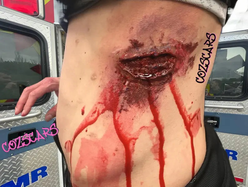 Realistic Open Wound FX Makeup, Laceration Skin Tear, Cosplay, Training (6 Pack)